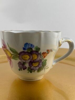 Dresden Carl Thieme Porcelain Teacup-Hand-Painted Florals Gold c. 1902+ Vintage